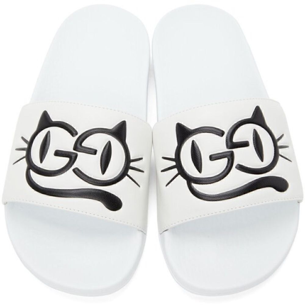 Gucci Pursuit Logo Slides Sandal In Great White